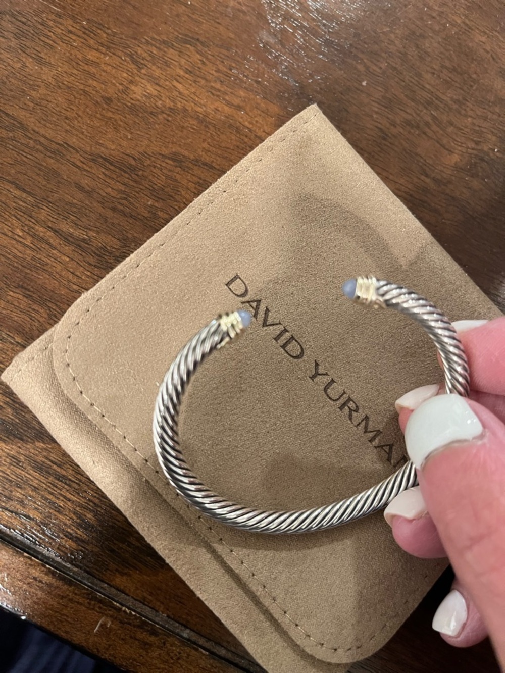 David Yurman blue chalcedony two tone cuff